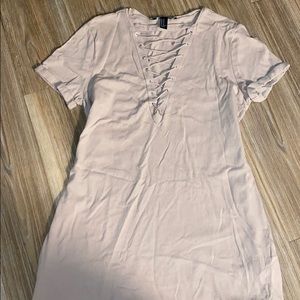 Tan mini deep v cut dress